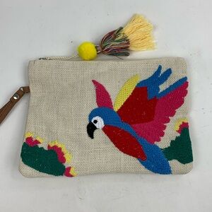 💰Bundle 3/$30 Tropical Parrot Wristlet bag zip pouch India lined pocket New NWOT